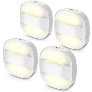 DORESshop Led Night Lights Plug Into Wall, 4 Packs Foldable Plug in Night Light Portable Dimmable Mini with Dusk to Dawn Sensor, 3000K Ideal Travel Night Light for Bedroom, Stairs, Hallway