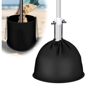 Lettry Pop up Beach Umbrella Anchor, Drawstring 600D Oxford Cloth Weights Sand Bags, Includes the Umbrella Hook, for Outdoor Patio Garden (2, Black