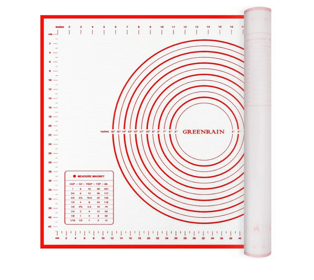 Extra Large Silicone Pastry Mat Extra Thick Non Stick Baking Mat with Measurement Fondant Mat, Counter Mat, Dough Rolling Mat, Oven Liner, Pie Crust Mat (21''(W) * 29'(L), Red)