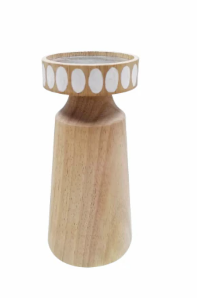 HD Designs 8 in Wood Small Candle Holder - 8 in