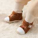 FEETCITY Baby Boots Boys Girls Infant Slippers Cozy Fleece Boots First Walking Shoes Warm Socks Newborn Crib Shoes (0-6 Months Infant, Brown)