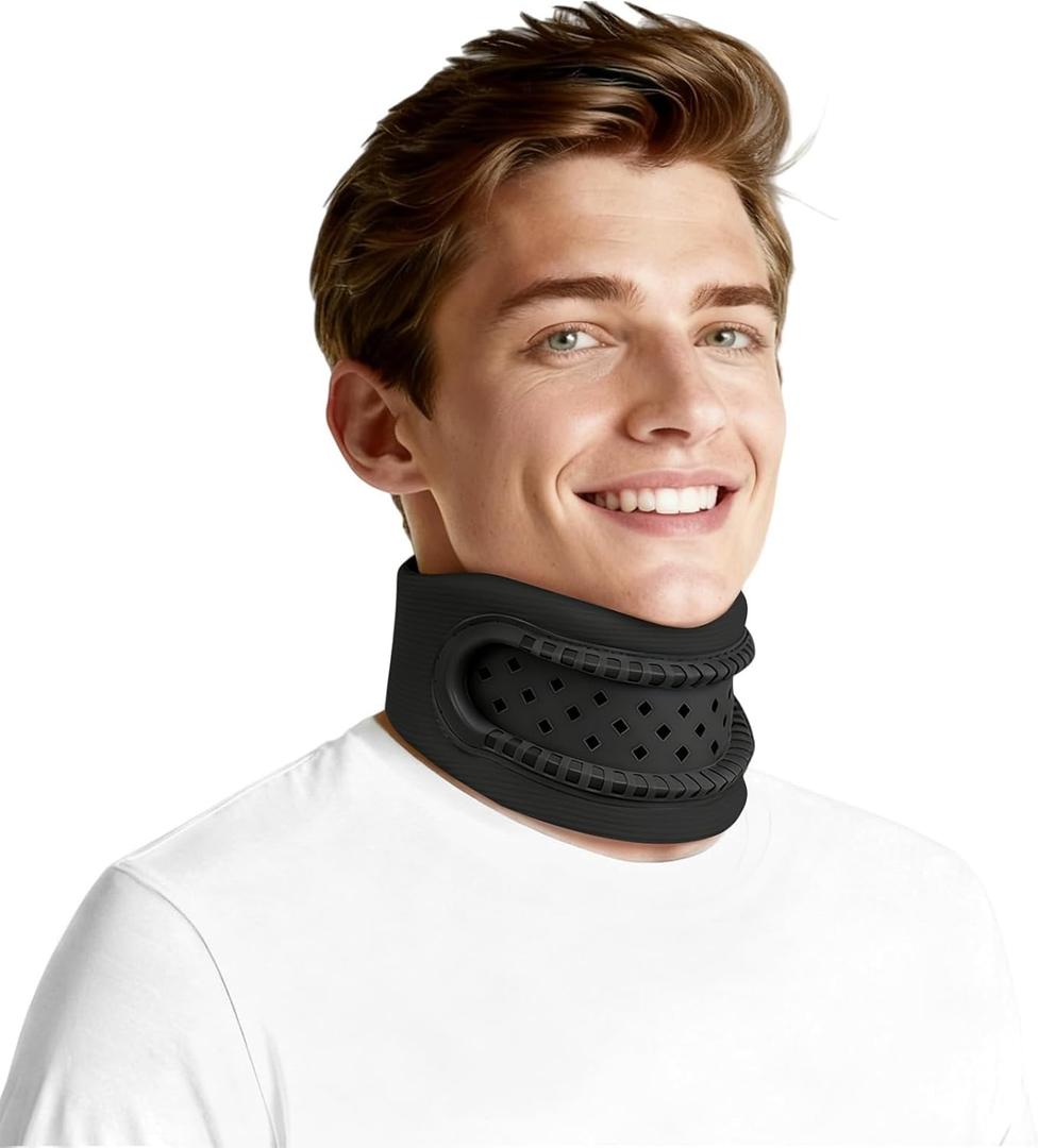Neck Brace for Neck Pain and Support, Soft Cervical Collar for Men&Women, Neck Braces, Skin-Friendly Fabric,Memory Foam Wrapped in Silicone Breathable Hard Frame