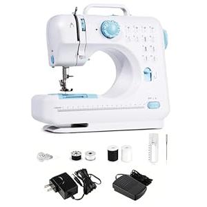 Sewing Machine for Beginners - Portable Electric Hand Mini Sewing Machine with Extension Table 12 Built-In Stitches with 2 Speed Foot Pedal Small Handheld Maquina de Coser Blue