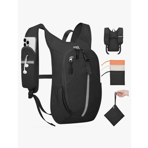 TUIKEN Small Hiking Backpack 10L - Lightweight Packable Foldable Backpack for Travel Camping Outdoor Commute, Compact Rucksack for Women Men(Black)