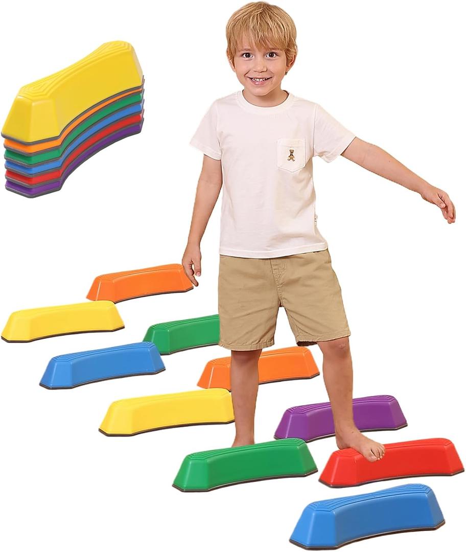 Stepping Stones for Kids Balance Beam Non-Slip Bottom Exercise Coordination and Stability Sensory Toys Toddler Outdoor Toys Kids Outdoor Play Equipment (6)