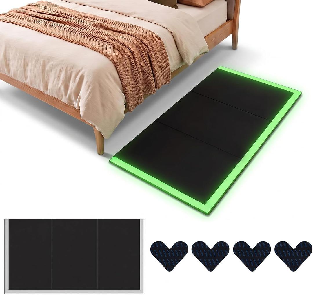 Pushglossy Bedside Fall Mat for Elderly 72" x 38" Luminous Strip Anti