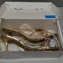 DREAM PAIRS Women's Double Bowknots Heels Open Square Toe Ankle Strap Crystal Rhinestone Dress Sandals for Party Wedding (11, Champagne-pu)