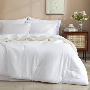 PHF 7 Pieces King Comforter Set, Lightweight Bed in A Bag & 18" Sheet Set for All Season, Ultra Soft Cozy Bedding with Comforter, Sheets, Pillowcases & Shams, White