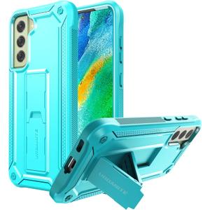 URBANITE for Samsung Galaxy S21 FE 5G Case, Military Grade Rugged Shockproof Protective Cover with Screen Protector and Kickstand (Sky Blue)