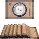 Placemats,PlasticVinyl Washable Heat-Resistant Durable PVC Non-Slip Woven for Kitchen Dining Table Mats (Set of 4, Black)