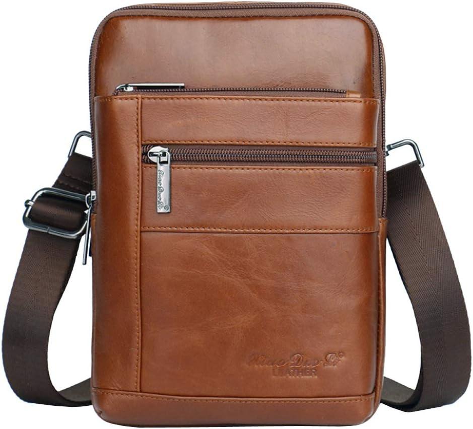 Hebetag Small Leather Sling Shoulder Bag Messenger Pack for Men Women Outdoor Travel Business Hebetag Small Leather Sling Shoulder Bag Messenger Pack for Men Women Outdoor Travel Business
