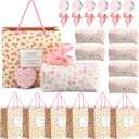 Suncalla 24 Pcs Galentine's Day Gifts Bulk Pink Bow Bags Gifts Set for Women Coquette Basket Hair Clips Mirror Bowknot Canvas Cosmetic Bag for Mothers Friend Bridal Shower Birthday