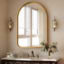Arched Bathroom Mirror - 38x26 Inch Gold Bathroom Mirror for Wall - Aluminum Alloy Framed Mirror - Arched Top Bathroom Vanity Mirror for Living Room, Bedroom, Mantel, Entryway, and Hallways