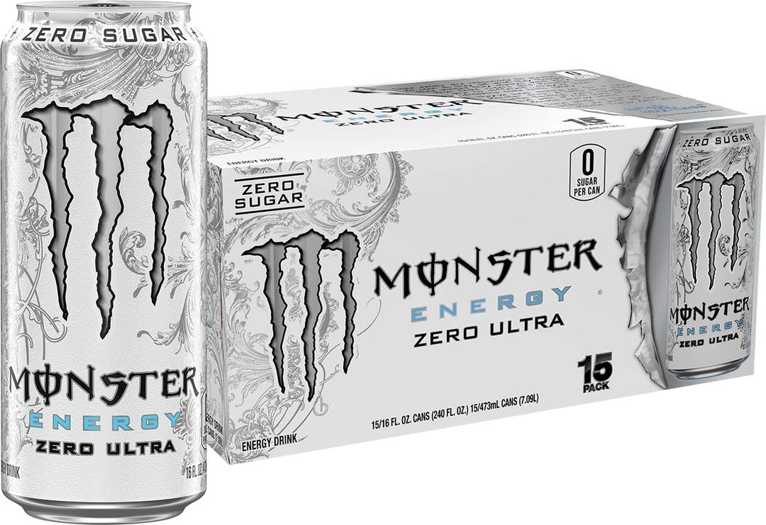 Monster Energy Zero Ultra, Sugar Free Energy Drink, 16 Ounce | Pack of 15 (EXP 08/16/26)