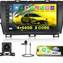 8 Core-Android 15 Car Radio for Toyota Prius 2010-2015: 4+64G Car Stereo with Wireless Carplay Android Auto DSP, 9 inch IPS Touch Screen with Bluetooth Radio for Prius GPS WiFi SWC FM RDS Dual USB