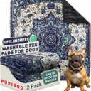 PUPIBOO Washable Pee Pads for Dogs & Cats 54x 54 Super Absorbent Reusable Puppy Training Pads - 100% Waterproof, Leak-Proof, Non-Slip Pet Pads for Housebreaking, Whelping & Indoor Floor Protection (54 x 54 Inch (Pack of 2), Blue Medallion)