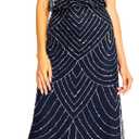 Adrianna Papell Womens Halter Blouson Beaded Gown, 4