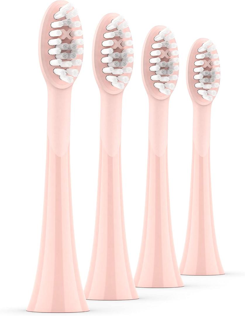 ORDO Replacement Sonic Toothbrush Heads with Pulse Technology for Teeth Cleaning, Plaque Removal, Silicone Polishing, Deep Clean Bristles, Adults, Pack of 4, Rose Gold