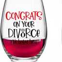 Congrats On Your Divorce We Hated Him Wine Glass Divorce Wine Glass | Divorce Party New Beginning Gifts for Women, Marriage Break Up Gifts for Friend Mom, Spiritual Inspirational Present 15oz