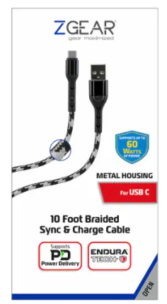 Adaptive Fast Charger Wall Charger, 10 Foot Braided Sync