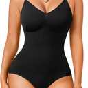 Irisnaya Women Slimming Bodysuits Shapewear Tops Tummy Control Body Shaper Spaghetti Strap Camisole Leotards Bodycon Jumpsuit (Medium/Large, Black)
