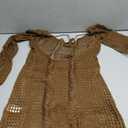 Floerns Women's Crochet Cover Up Long Sleeve Hollow Out Bikini Swimsuit Beach Cover Up Swimwear (Brown), S