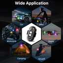 Wireless LED Lights for Car 4PCS with Remote Control, Wireless LED Strobe Lights 8 Colors USB Charge IP65 Waterproof Anti-Collision for Car Motorcycle Drone RC Aircraft Bike, Black