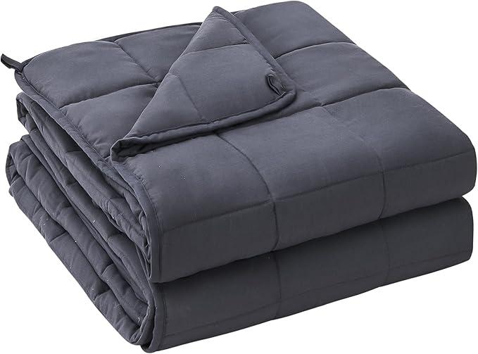 yescool Weighted Blanket for Adults (17 lbs, 60" x 80", Pink Grey) Cooling Heavy Blanket for Sleeping Perfect for 160-180 lbs, Queen Size Breathable Blanket with Premium Glass Bead, Machine Washable