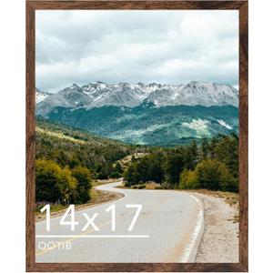QOTIB 14x17 Picture Frame Deep Brown for Wall Hanging, Wood 14 x 17 Frame Poster Photo Frame for Wall Horizontally or Vertically, Deep Brown, 1 Pack