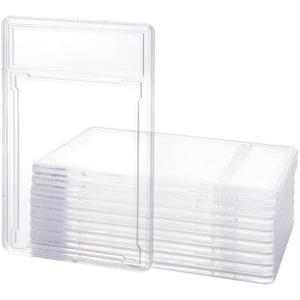 Set of 10 Trading Cards Protector Case with Label Position Clear Baseball Card Holders Graded Card Empty Slab Box for Standard Collector Sport Game Grade (Clear)
