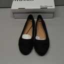 MaxMuxun Women's Faux Suede Round Toe Ballet Dressy Black Flats Shoes, 8 1/2