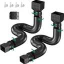 Pack of 2 Rain Gutter Downspout Extensions, Upgraded Flexible Drain Down Spout Extender for Rain Water Drainage, Each Extendable from 20" to 66", Combine to 10 ft with Connector (Black)