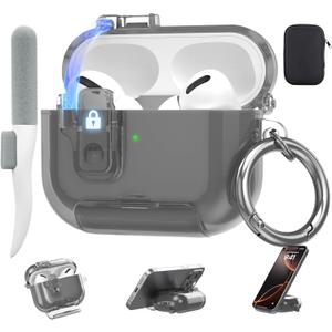 Valkit Compatible Airpods Pro 2nd Generation Case Clear, Soft TPU AirPods Pro 2 Case Transparent Protective Cover for Women Men Shockproof iPods Pro 2 Cases Skin for Airpods Pro 2 Charging Cases (Black with Lock)