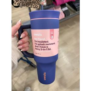 Owala Stainless Steel Triple Layer Insulated Travel Tumbler with Spill Resistant Lid and Straw, BPA Free, 24 oz, Grey/Purple (Bunny)