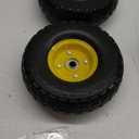 10" Solid Rubber Tires and Yellow Wheels 4.10/3.50-4 (10 x 3.5) Flat Free Tire with 5/8" Bearings,Heavy-Duty Replacement Tire For Gorilla Carts,Wagon,Wheelbarrow,Garden cart(2 Pack) (2pcs)