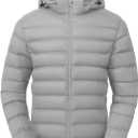 TBMPOY Men's Lightweight Puffer Jackets Detachable Hood Water-Resistant Casual Winter Coat Hooded Insulated for Travel Ski (Medium)