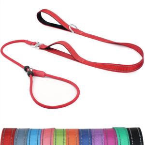 6FT Slip Lead Dog Leash with Double Padded Handle, Anti-Tangle Slip Leads for Dogs, Reflective Nylon No-Pull Training Leash for Small Medium Dogs, Red