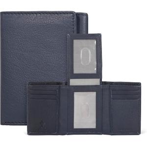 ESTALON Leather Trifold Wallet For Men with RFID Blocking - Men's Trifold Wallet with 9 Credit Card Slots 2 ID Window - Gifts For Men, Him (Navy)