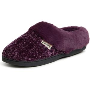 Dearfoams Women's Marled Cable Knit Chenille Clog with Wide Widths Slipper, AUBERGINE, X-Large Standard US