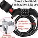 Bike Lock Combination Bike Cable Lock - 5 Digit, Bike Locks Heavy Duty Anti Theft, 3.9ft Coiled Security Resettable Bicycle Lock, Bike Accessories for Electric Bike, Motorcycle, Electric Scooter Lock