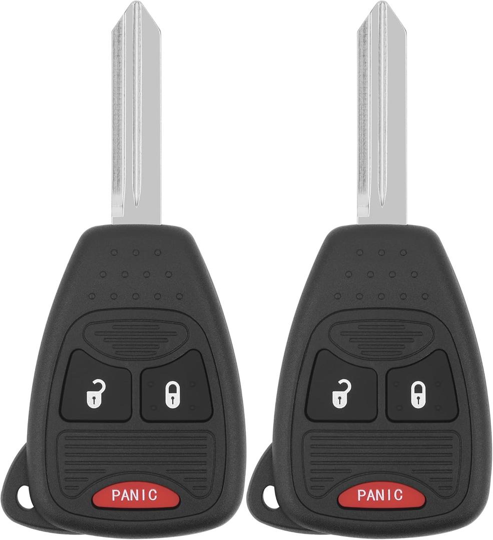 Key Fob fits for 04-09 Dodge Durango/ 05-11 Dakota/ 06-09 Ram/ 08-14 Avenger/ 07-12 Caliber Nitro/ 06-17 Wrangler/ 07-16 Compass Patriot/ 2006-2010 Chrysler PT Cruiser/ 07-09 Aspen Sebring,2Pcs