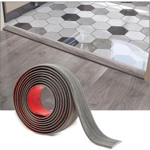 Art3d Self Adhesive Vinyl Floor Transition Strip, Laminate Floor Strip Floor Flat Divider Strip for Joining Floor Gaps,Carpet Threshold, Floor Tiles4 FT, 1.57in, Gray