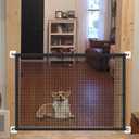 Dog Gates for The House, Portable Magic Pet Gates for Doorways, Stairs, No Drill Durable Mesh Puppy Gate Safety Fence Guard, 43.5" W X 31" H, 6 Hooks