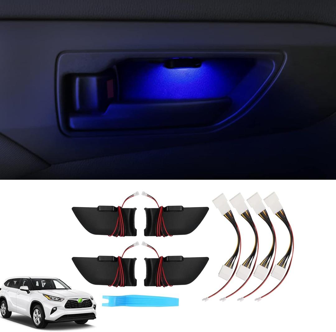 Powerty Compatible with LED Light 2020-2025 2026 Toyota Highlander Accessories Inner Door Handle Bowl Mood Lighting Decorative Interior Lamp 4PCS Blue