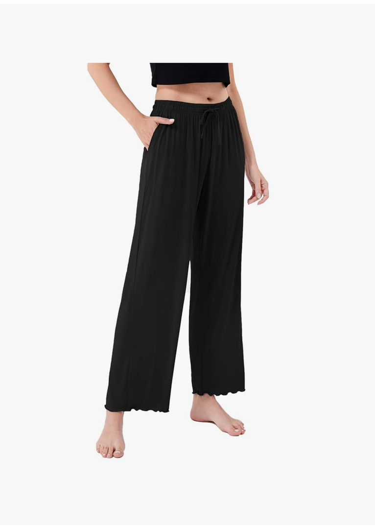 DAVID ARCHY Women Pajama Pants Bamboo Rayon Comfy Cooling Lounge Sleep Flowy Casual Wide Leg Pj Bottom with Pockets 1/2 Pack, Size -M