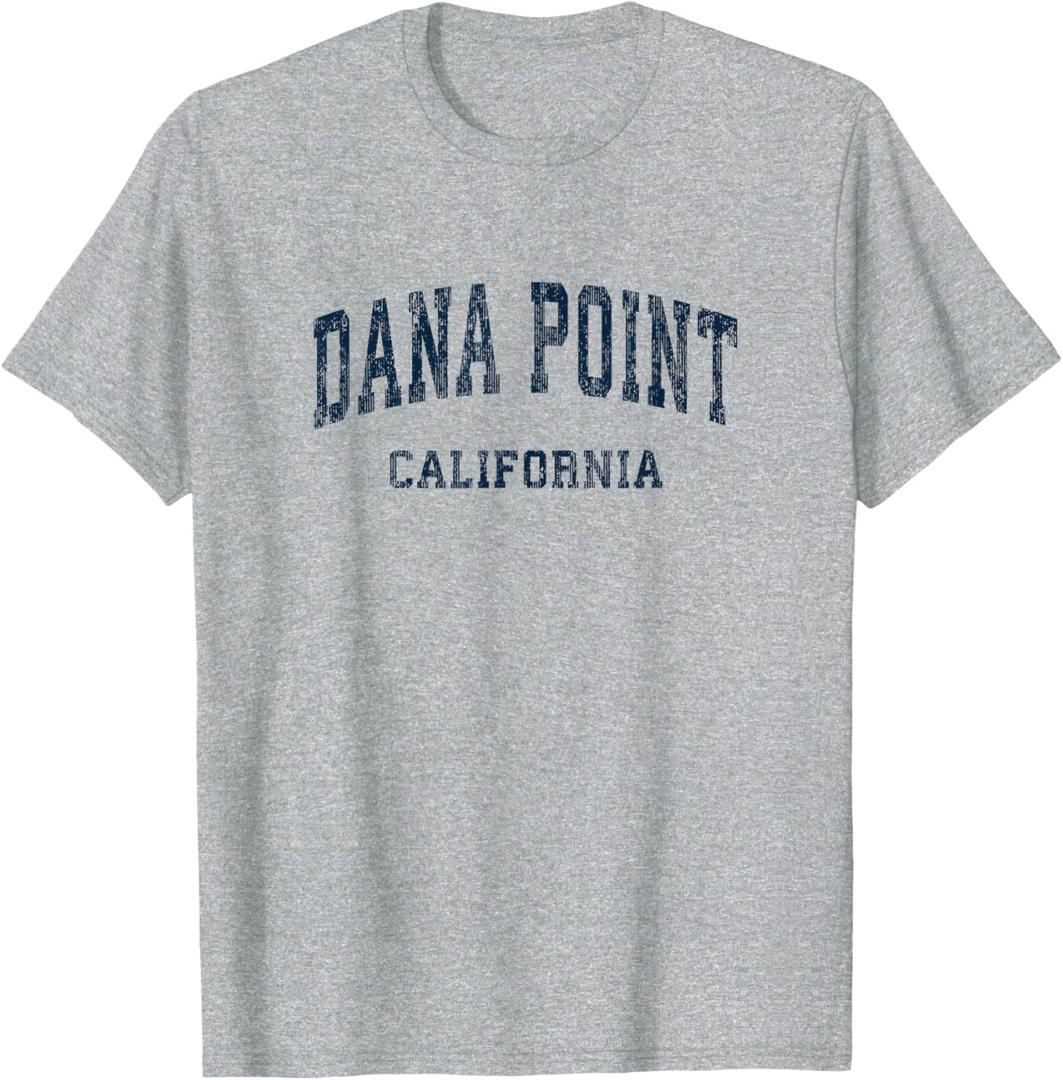 Dana Point California CA Vintage Varsity Sports Navy Design T-Shirt (Small)
