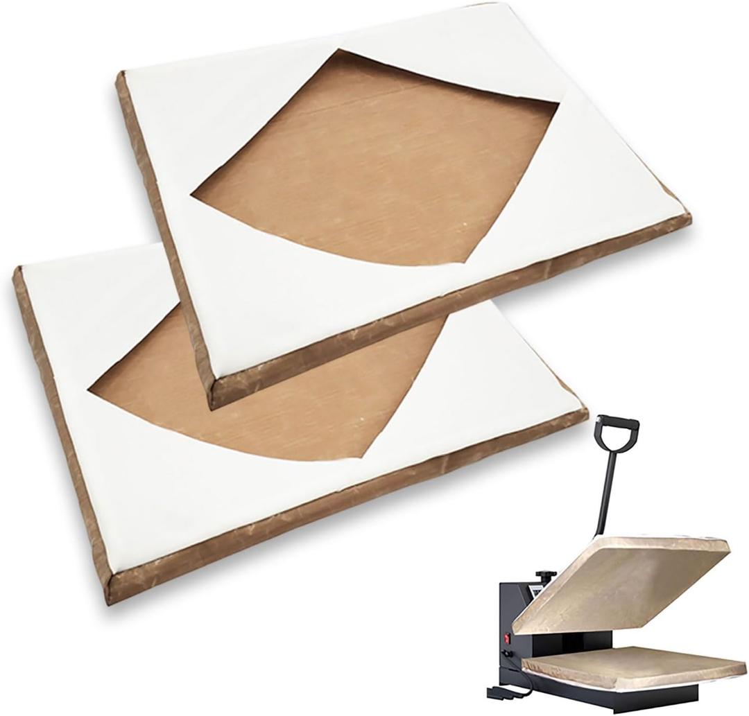 Set of 2 Heat Press Platen Wrap Cover, Non-Stick High Temperature Resistant Teflon Protector for Protecting Sublimation Heat Pressing Machine Plate from Residue, Inks, Adhesives (2 Pack 16x20inch)