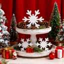 Christmas Decoration - 3PCS Snowflake Signs for Winter Decorations Farmhouse Rustic Wooden Snowflake Blocks for Tiered Tray, Mantel and Table Centerpiece Ornaments