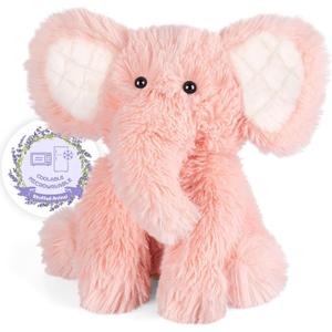 Heatable & Coolable Elephant Plushie, Microwavable Heating Pad, Stress & Discomfort Relief, Lavender Scented Toy (Pink)