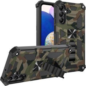 for Samsung Galaxy A16 5G / A16 4G Case, Camouflage Design Phone Case with Built-in Kickstand Heavy Duty Shockproof Military Grade Camo Protective Cover for Samsung Galaxy A16, Army Green